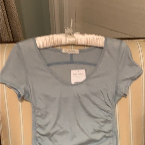 FREE PEOPLE SONNET RUNCHED SCOOP-NECK TEE SHIRT IN SAGE SIZE SMALL - Picture 6 of 8